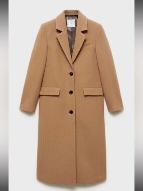 New Mango tailored Wool Blend Camel Coat